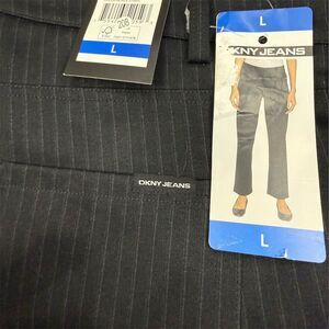 DKNY Women's Black Pinstriped jeans Stretch Dress Pants Size Large